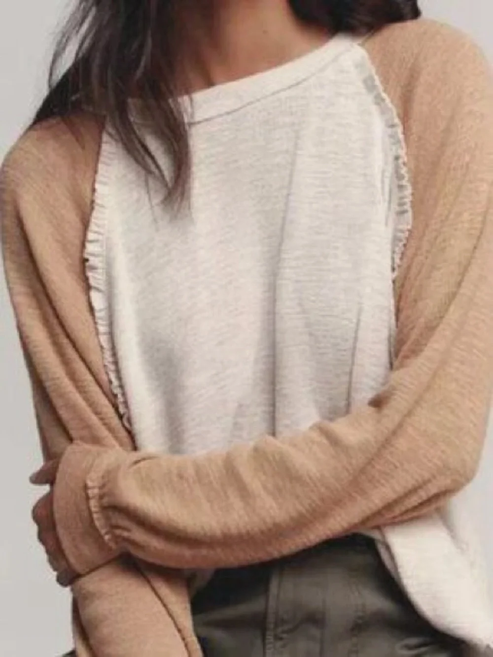 NWT Anthropologie Pilcro Ruffled Raglan Thermal Top